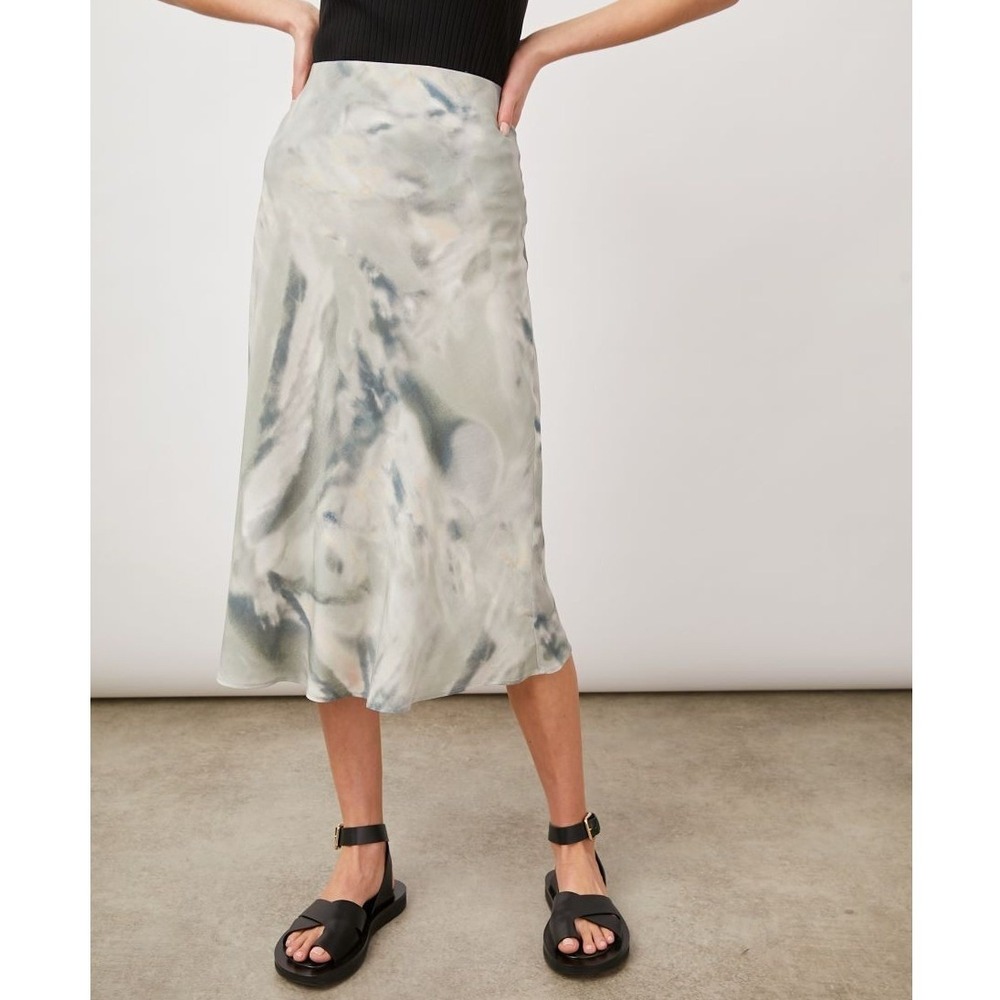 Rails Anya Midi Skirt Sage Diffusion Green Tie Dye Pull On Satin Size Small